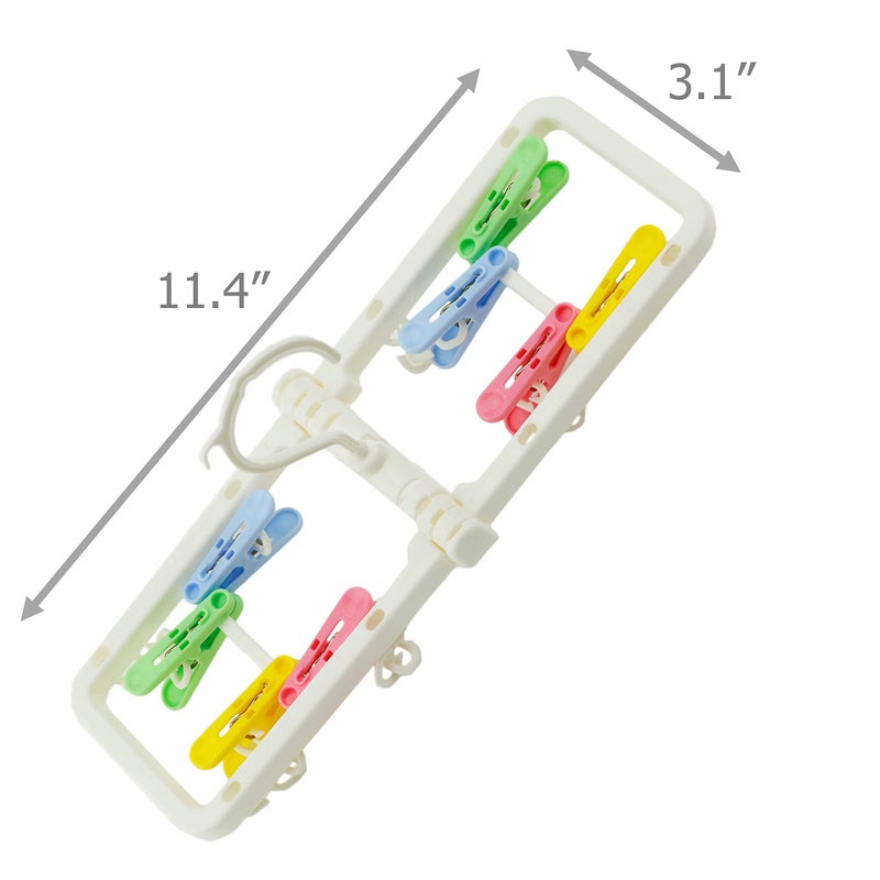EIKS Laundry Hanger Drying Rack with 8 Clips for Towels, Bras, Baby Clothes, Gloves, Portable & Foldable & Compact Size for Travel - Image 2